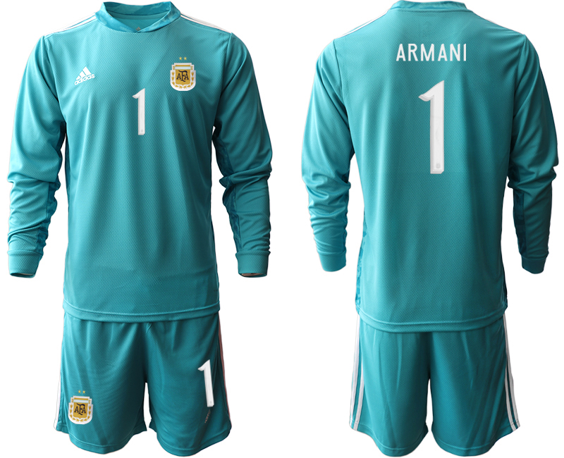 Men 2020-2021 Season National team Argentina goalkeeper Long sleeve blue #1 Soccer Jersey->argentina jersey->Soccer Country Jersey
